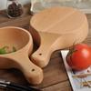 450/650ml Natural Beech Wood Handmade Salad Bowl with Handle Household Fruit Serving Tray Home Kitchen Cheese Butter Platter