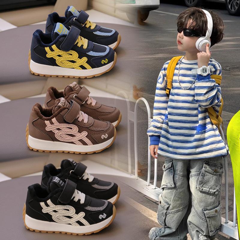 Girls' cotton shoes 2025 new winter lightweight soft-soled children's running sports shoes boys' cold-proof dad shoes