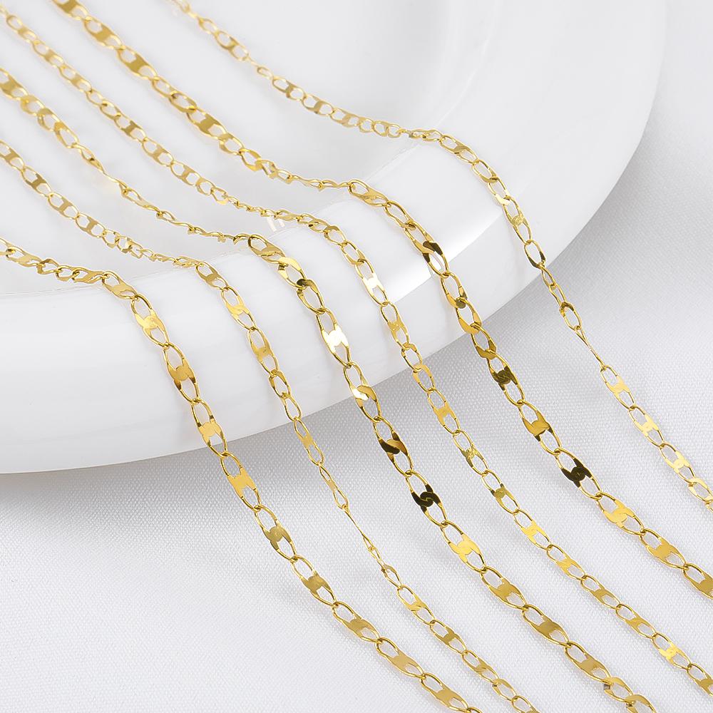 1Meter Stainless Steel Gold Color Flat Oval Filled Cable Chain for DIY Necklace Making Jewelry Making Findings Bracelet Supplies