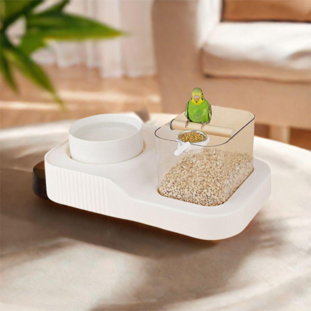 Transparent Parrot Desktop Stand Wide Mouth with Feeder Cups Bird Training Stant Removable Tray Parrot Activity Center