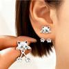 Silver Kitten Stud Earrings Korean Style Cat Paw Earrings Cute Cat Earrings  Women