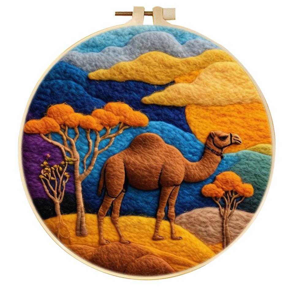 GATYZTORY Diy Wool Needle Felt Starter Set Wool Painting Set Diy Gift Animals Scenery Needle Felting Painting For Home Wall Art