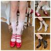 Cotton Sweet Bowknot Socks Mesh Ruffle Socks Women Comfortable Mid Calf Socks  Summer
