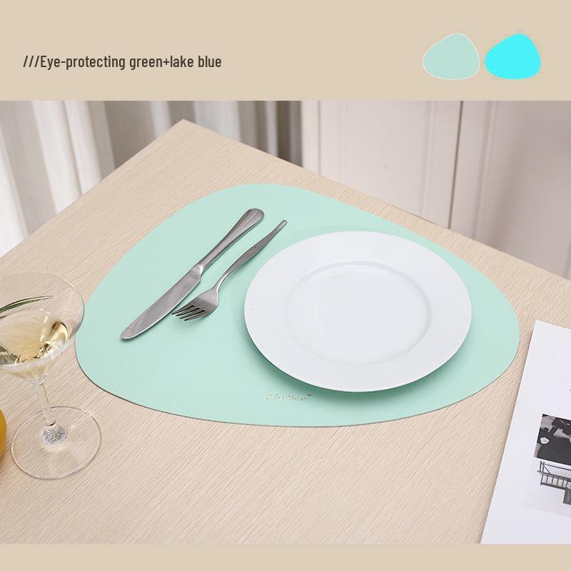 High-End Double-Sided Waterproof PU Leather Placemat - Oil-Proof, Heat-Insulated, Light Luxury Water Drop Design.