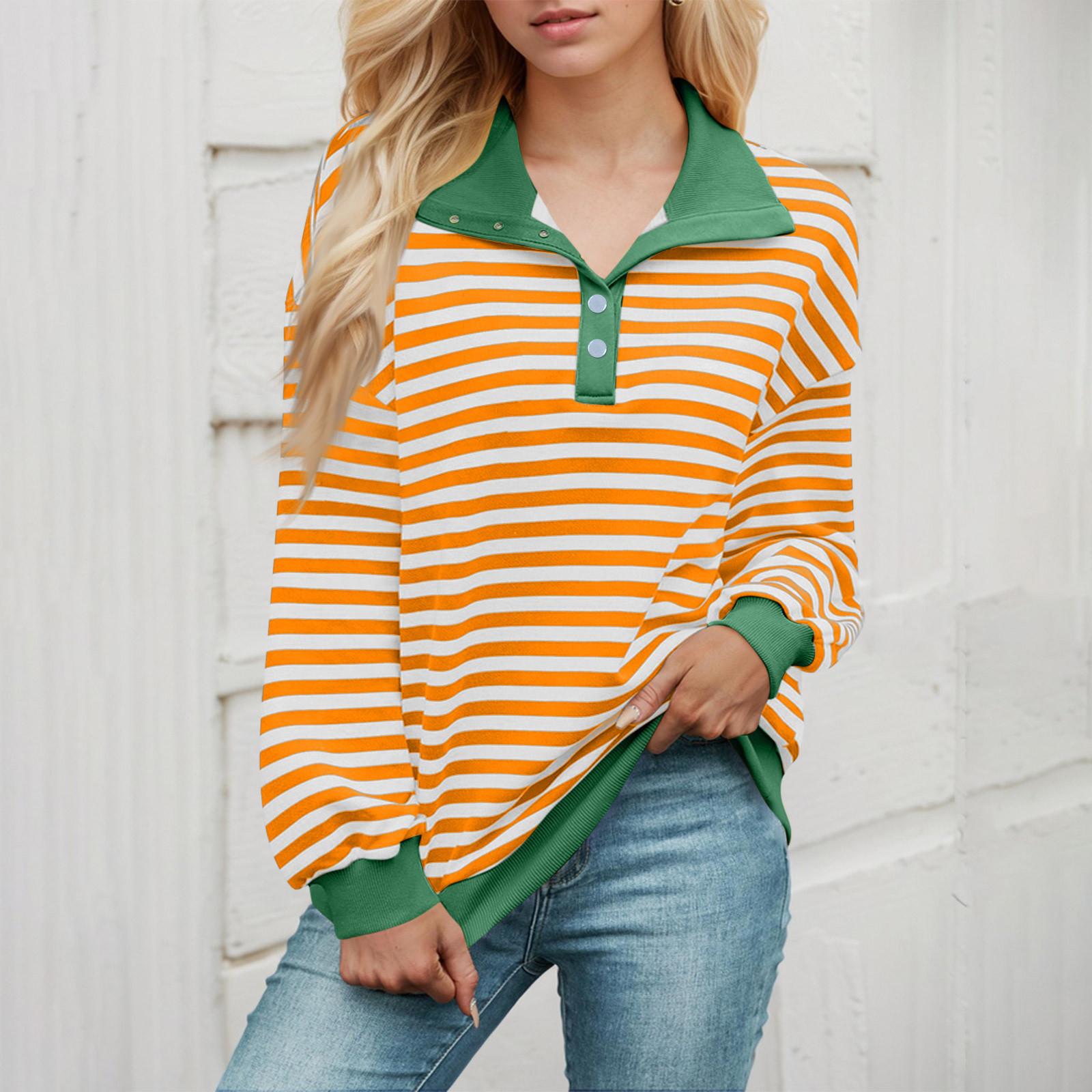 

Женские свободные топы с длинными рукавами и V-образным вырезом в полоску, свитшот, футболка с длинными рукавами и цветными блоками, повседневные топы XL жёлтый