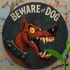Beware of Aggressive Dog Metal Wall Poster, Garage Sign