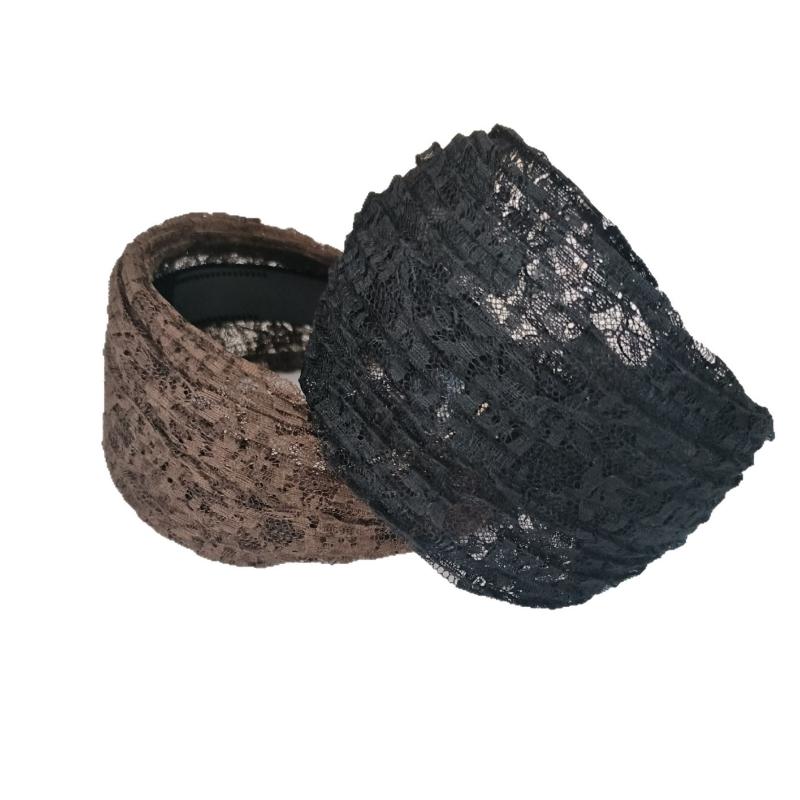 Flower Lace Mesh Hair Band Wide Side Hair Hoop Headbands For Women Lace Headwear Wide Headband Girls