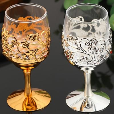 Hollow Out Wine Glasses, European Gold Chalice Goblet, Alloy Spirits Liquor Cup, Carved Friends Festive Gift Decoration,1pcs