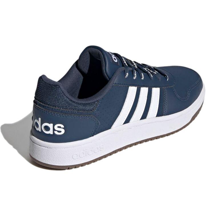 Adidas Neo Hoops 2.0 Round Toe Lace-Up Synthetic Leather Low-Top Retro Basketball Shoes Unisex Sneaker Blue White FY8631