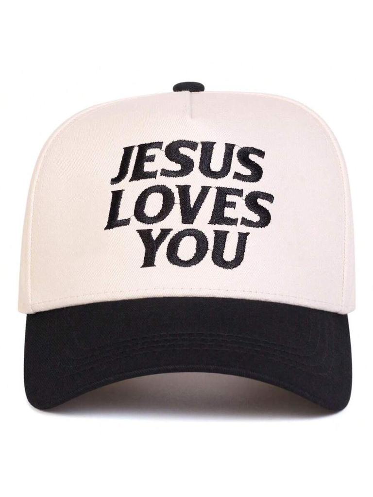 Men Camouflage Baseball Cap With Embroidered Jesus Loves You Lettering Outdoor Adjustable Hat