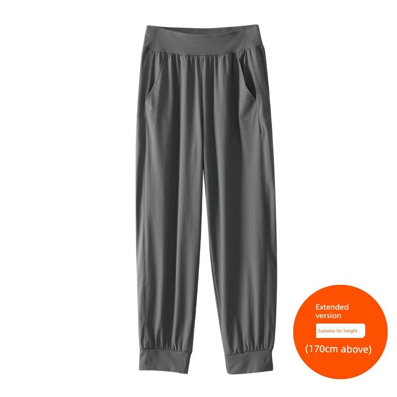 

Plus Size Women s Clothing [Quick-Drying Cool Pants] Summer Loose Yoga Running High Top Sports Body Ankle-Banded Casual Pants Dark gray (above 170cm) 4XL