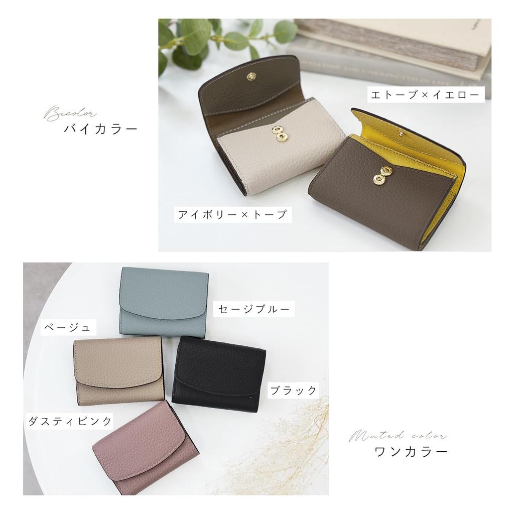 Gisele Echtes Leder Faltbare Mini-Geldbörse, Kompakt, Kartenfächer, Großes Fassungsvermögen, Münzfach, Damen (Elfenbein x Taupe)