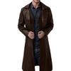 Medieval clothing pu leather coat men's medium and long casual autumn and winter new medieval trench coat
