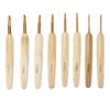 8pcs Crochet Hooks Alumina Needle Bamboo Handle Golden Weaving Tools for Handicraft Lovers