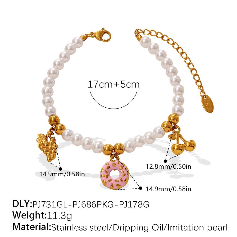 Европейские и американские фруктовые подвески, колье с имитацией жемчуга, браслеты, милые капельки масла, клубника, вишня, декоративные наборы украшений