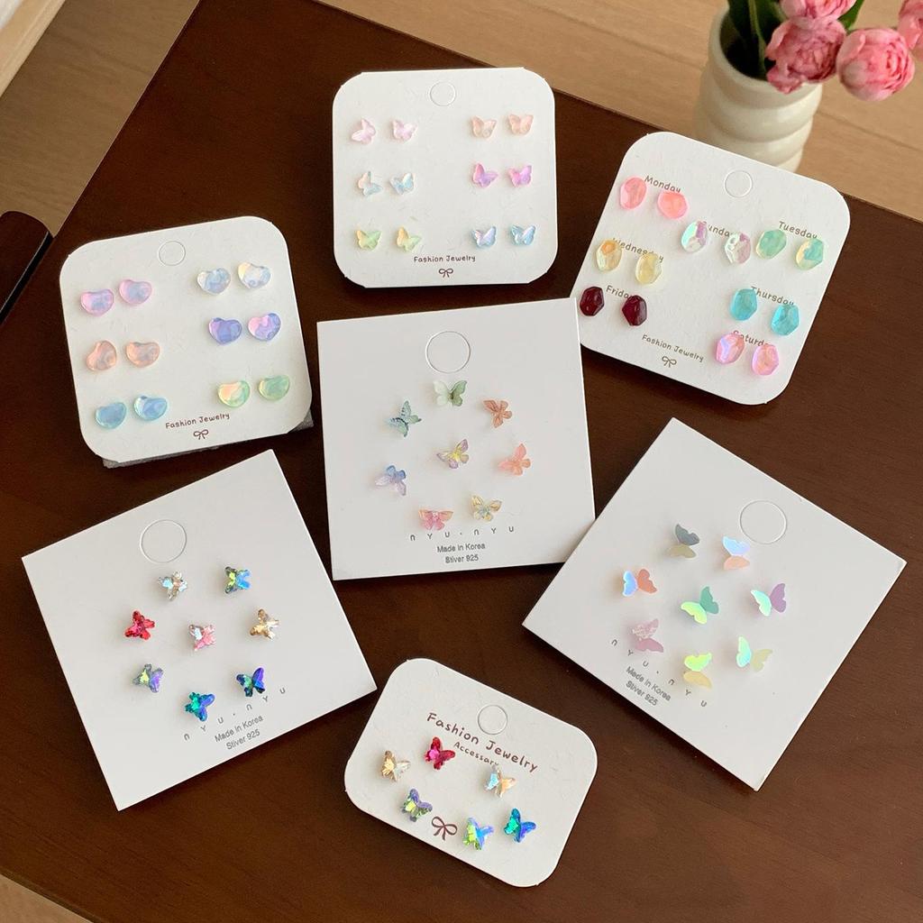 Spring Collection: Fresh Gradient Butterfly Earrings Set with Silver Needles