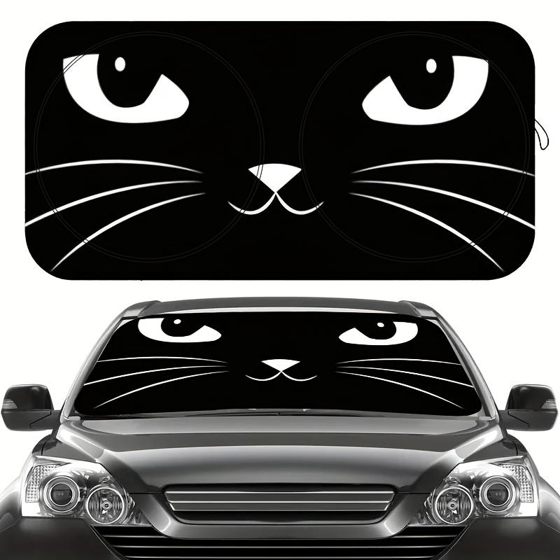 1Pcs Black Cat Pattern Windshield Sunshade UV Rays Heat Blocker Keeps Vehicle Cool Unique Design Fit Sedans SUVs Trucks RVs
