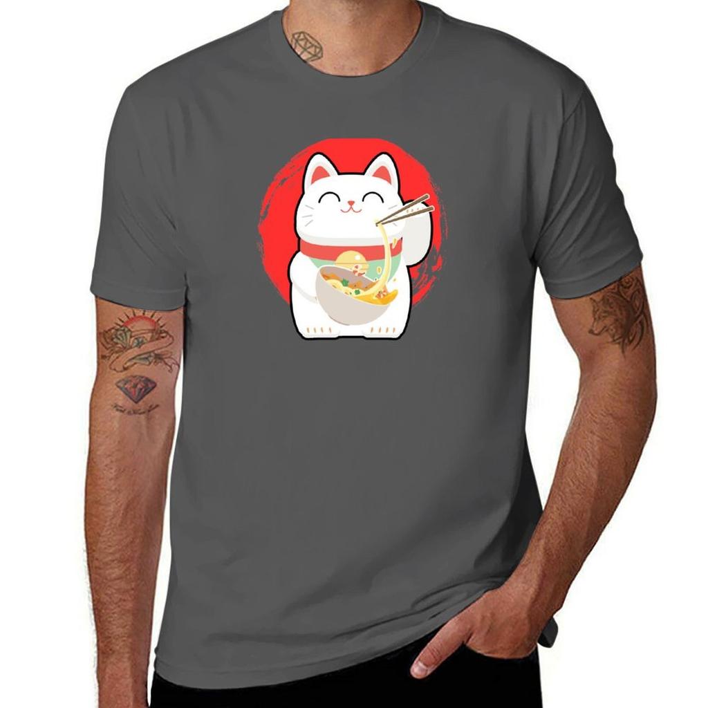 Raunisex Noodles Cat Tshirt Casual All Match Tee Shirt For Unisex