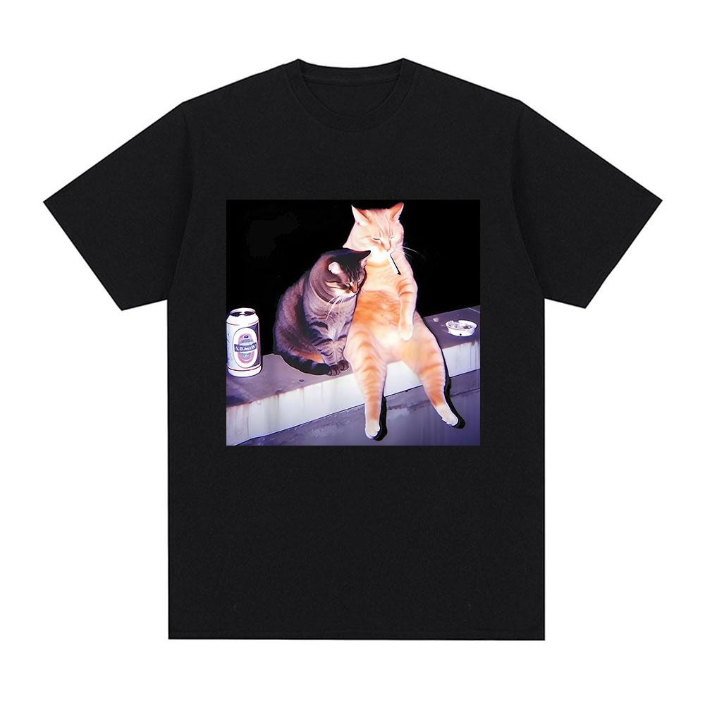 

Cigarette Kitten Funny Smoking Cat Meme Graphic T-Shirt Men Women Fashion Vintage T-shirts Loose Cotton Casual TShirt Streetwear 5XL різнокольоровий