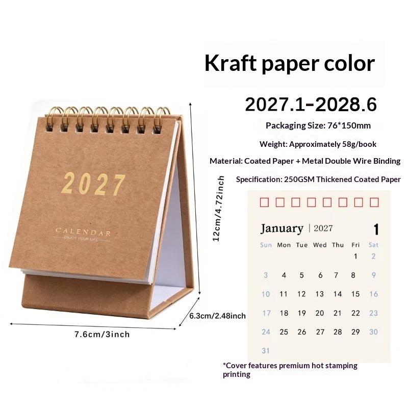 2027 Mini Morandi Color Desk Calendar Compact Size Memo Planner for Home Office Desktop Decoration Daily Reminder