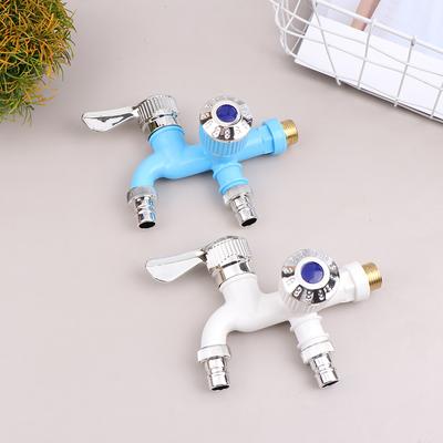 Dual Control Double Outlet Water Tap 1/2" Universal Interface Plastic Faucet Home Bathroom Hose Irrigation Quick Connector