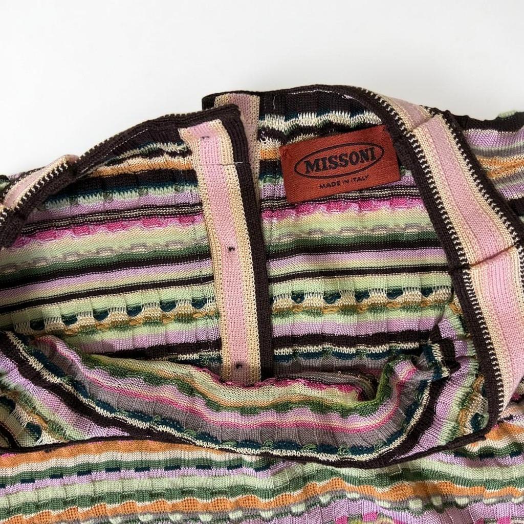 Used MISSONI Multicolor Border Sleeveless Knit Top Multicolor