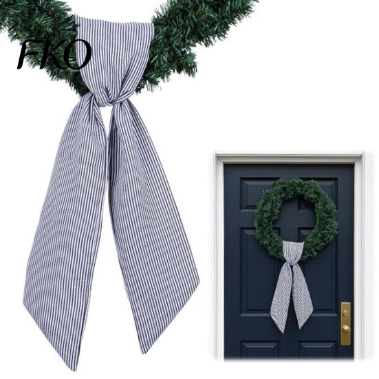 Christmas Wreath Enhancement 2Pcs Fall Thanksgiving Striped Belt Farmhouse Ribbon Accessory DIY Craft Monogram Outdoor Indoor Autumn Decor Festive