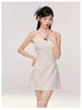 Women's Petite Polka Dot Maxi Dress & Cardigan Set