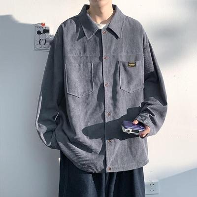 Men's Corduroy Long Sleeve Lapel Shirt Jacket