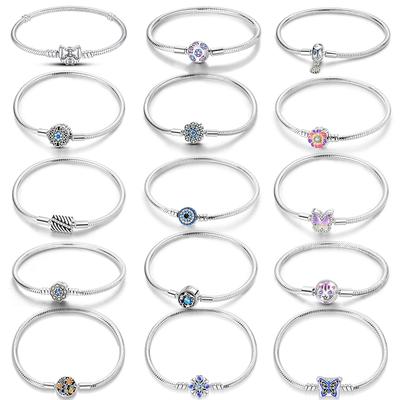 Bracelet Silver 925 Original Cute Cat Luminous Butterfly Tree of Life Bracelets Fit DIY Charms Beads Jewelry Gift Making