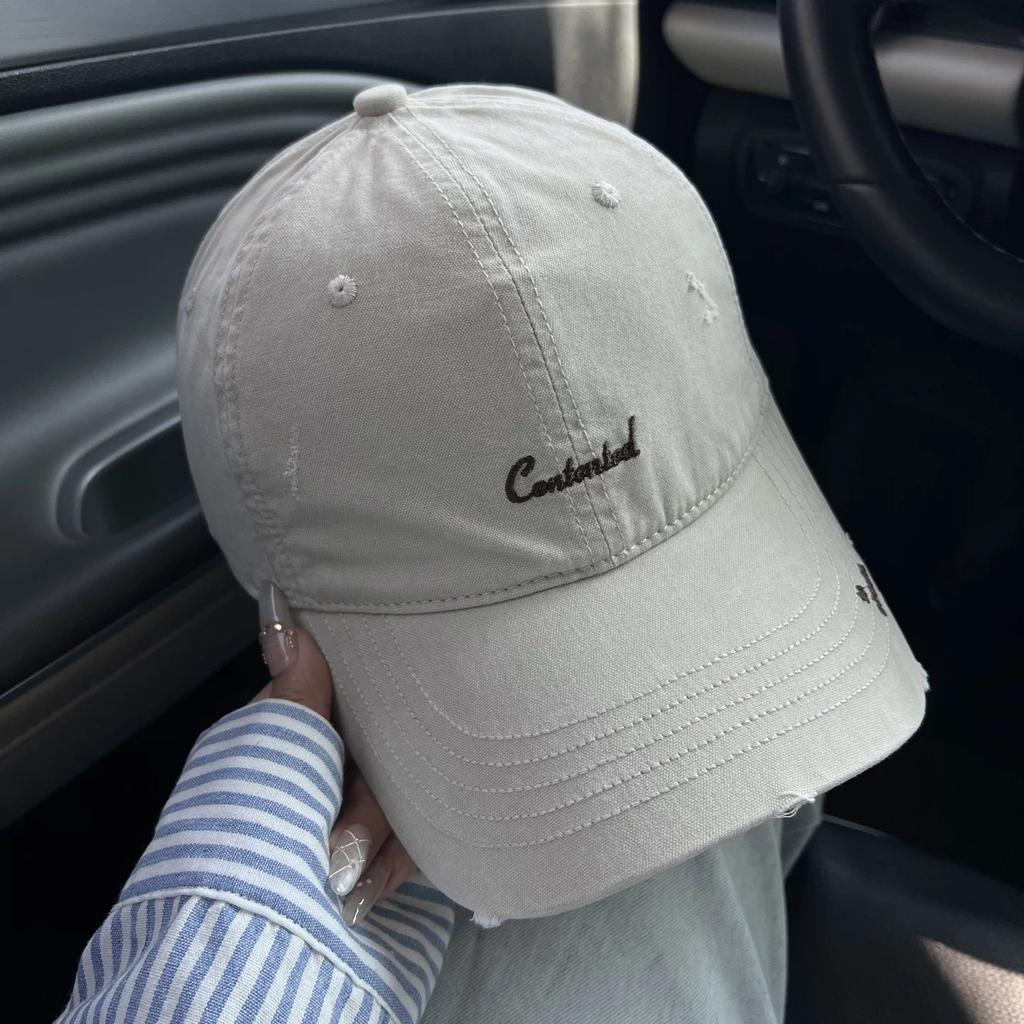 Four Seasons Hat Niche Letter Embroidery Baseball Cap Men's and Women's Big Head Circumference Soft Top Skinny Age Reducing Versatile Cap