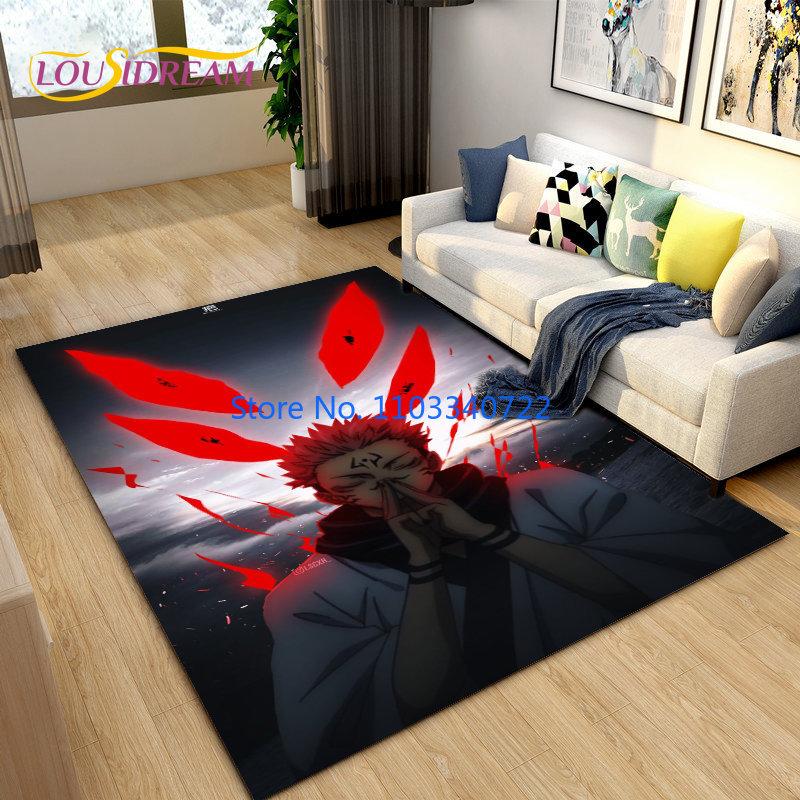 Jujutsu Kaisen Anime Cartoon Area Rug Carpets 120x160cm Decor for Living Room Children's Bedroom Sofa Bathroom Kids Floor Mat