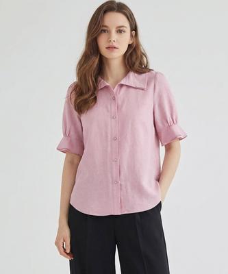 MESENSE Shirred Sleeve Short Sleeve Blouse_Mb46Blp118Z
