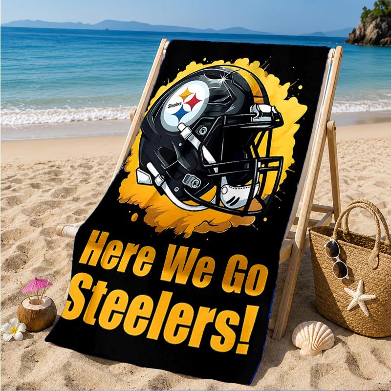 Asciugamano da Spiaggia Logo Pittsburgh Steelers, Asciugatura Rapida, Facile da Curare, Adatto Sia per il Fitness che per le Vacanze al Mare, Essenziale Sportivo