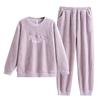 Half Fleece Pajamas Women'S Winter Thickened Fleece Women'S Autumn And Winter Coral Fleece Can Be Worn Outside Soft Winter Loungewear