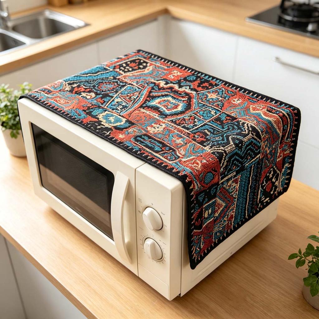 30x90cm Easy to Install Cotton Linen Microwave Dust Cover Anti Dust Cover