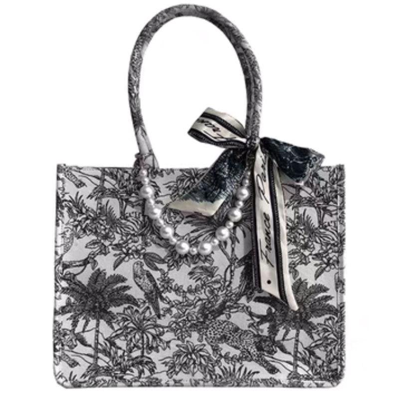 2023 Women's Large Capacity Embroidery Tote Bag – Cotton Linen Canvas Shoulder Handbag