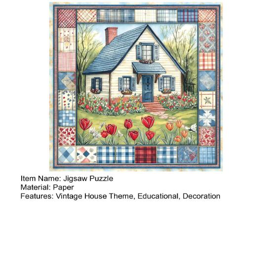 500Pcs/Set Vintage Collage Jigsaw Puzzle Patchwork Bloom House Puzzle Challenge Game Educational Paper Puzzle Toy Holiday Home Decoration