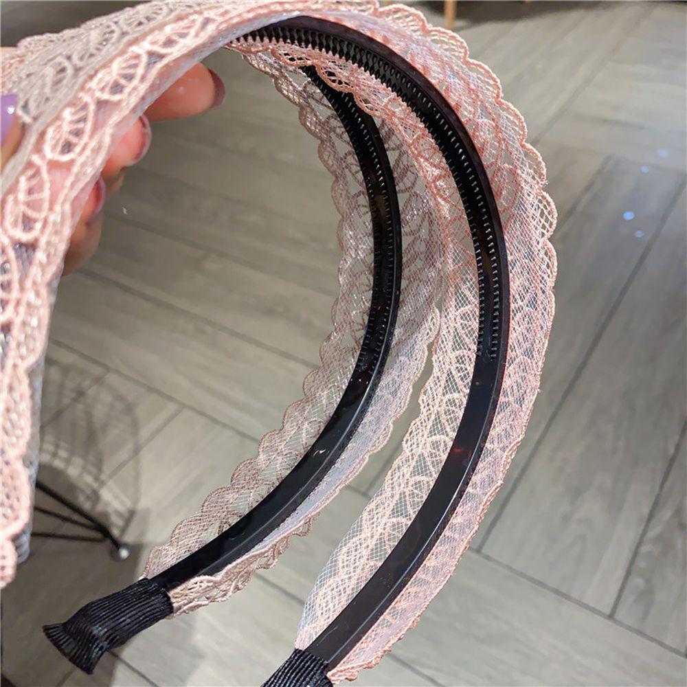 Temperament Women Hair Accessories Wide Side Hairband Lace  Leaves Headband Korean Style Hair Wear