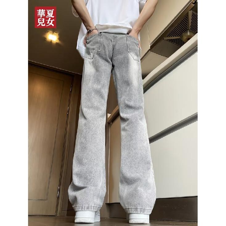 American Washed Denim Jeans Men'S Autumn New Loose Straight Leg Mop Pants High Street Wide Leg Casual Denim Pants