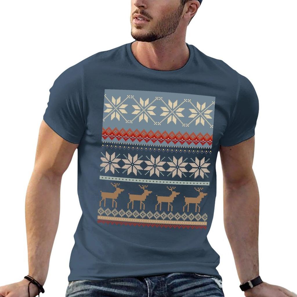 Fair Isle Tshirt Fashion Casual Short Sleeve Top