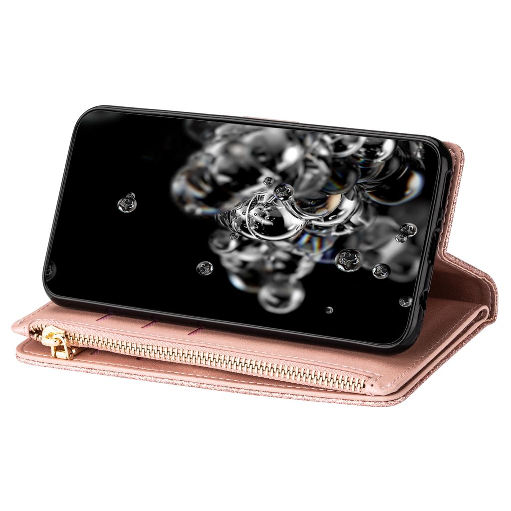 Для Samsung Galaxy A55 5G кожаный чехол-подставка на молнии кошелек блестящий чехол для телефона