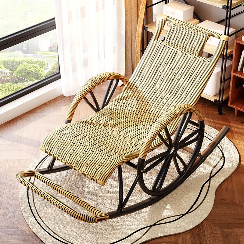 Rattan Rocking Chair Recliner Chair Adult Rocking Recliner Chair Balcony Home Leisure Rattan Elderly Lounge Chair Floor Chair