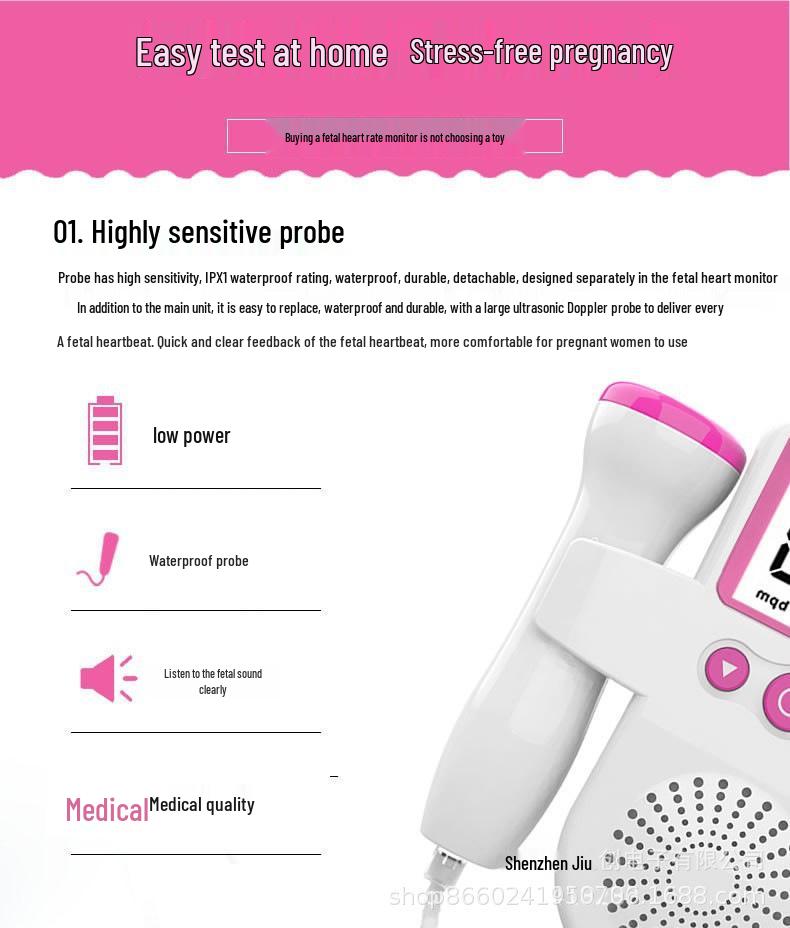 Portable Fetal Doppler Heart Monitor for Pregnant Women