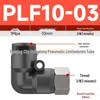 90° Pneumatic Air Hose Quick Connector, Double Push-to-Connect, Internal Thread, PLF Elbow
