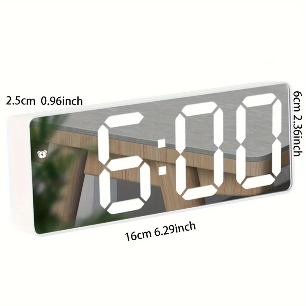 1 Stück Leuchtender Spiegeluhr Wohnheim Schreibtisch LED Elektronische Uhr Digitale Elektronische Wecker Schreibtischdekoration Wecker