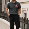 Men's Summer Short Sleeve Polo Shirt Casual Ice Silk Fabric Breathable Soft Lightweight Printed Design Regular Fit