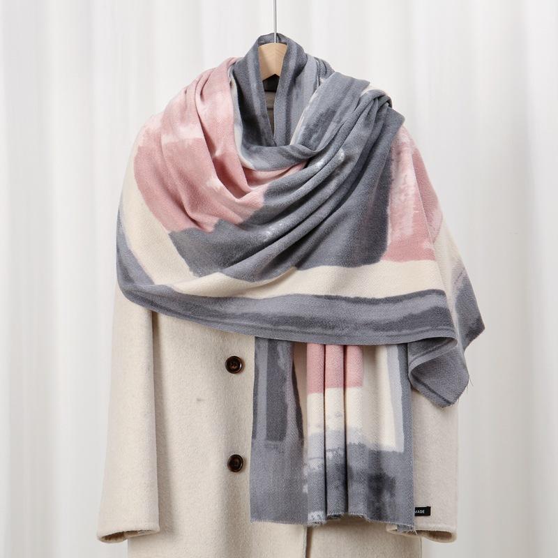 Strip Hand-painted 70 New Autumn and Winter Skin-friendly and Warm Imitation Cashmere Printed Scarf Versatile Shawl