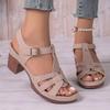 New Round Toe Shoes One-piece Buckle Large-sized Thick High-heeled Sandals