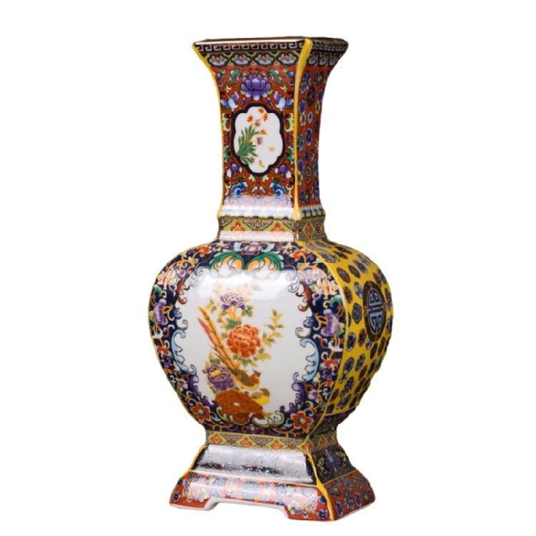 Elegant Chinese Ceramic Craft with Enamel Detailing Desk Ornament for Home Decoration and Gift Giving